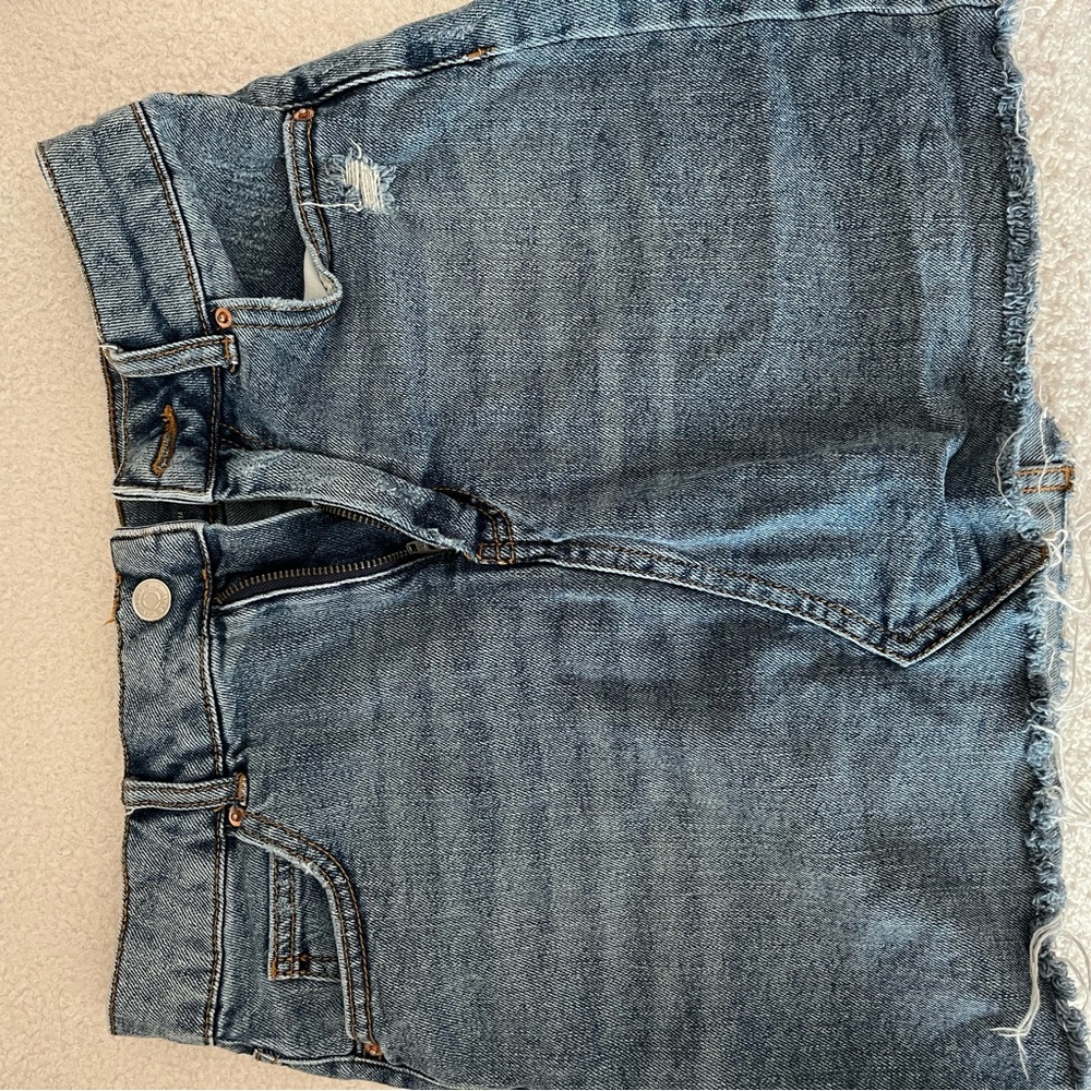 Blue Denim Distressed Shorts